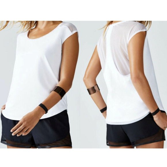 Fabletics Women's Activewear White Vanessa Mesh Back Athletic Top Size Medium - Picture 2 of 13